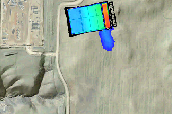 time-lapse GIS animation showing theoretical failure of secondary containment system of saltwater disposal site