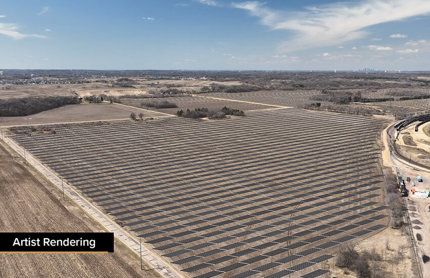 Solar farm rendering