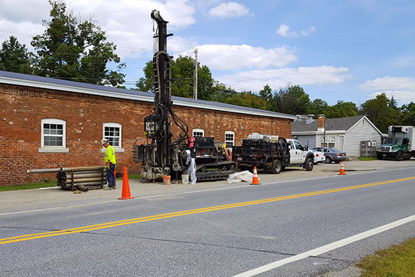 Well drilling observation for PFAS contaminated site investigation.