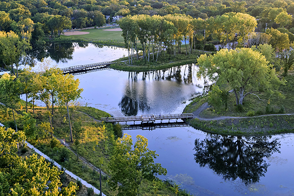 An aerial view of the Morningside flood infrastructure project in Edina, Minnesota.