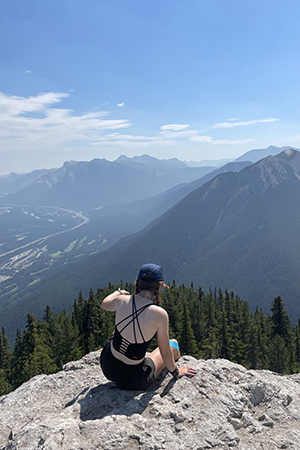 Shaye hikes in the scenic Canadian Rockies.