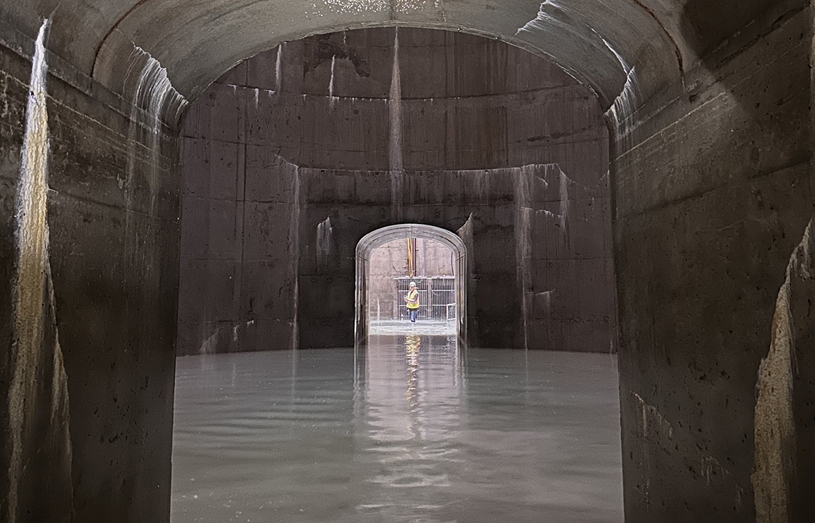 Inside the I-35W stormwater storage facility chambers.