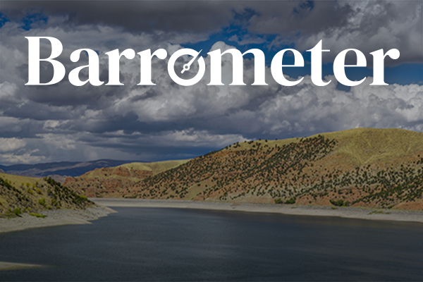 Cover image of the Western Reservoirs 2026 issue of Barrometer, Barr’s digital publication. In this issue, we explore how Barr helps clients optimize reservoir operations for future uncertainty through scenario planning, advanced modeling, and integrated approaches to water supply management.