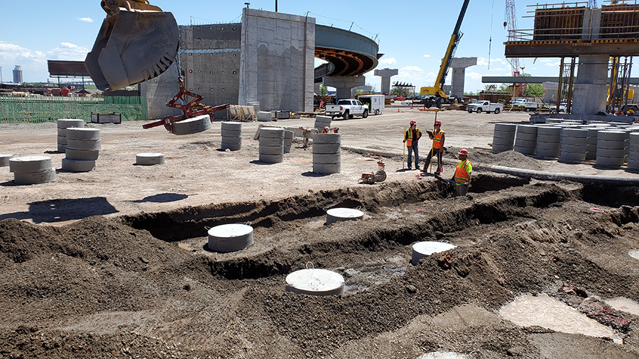 The Twin Ports interchange project in Duluth, Minnesota, during construction.
