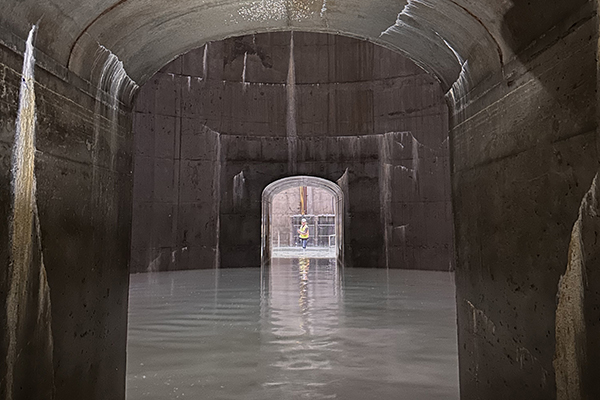 Inside the I-35W stormwater storage facility chambers.